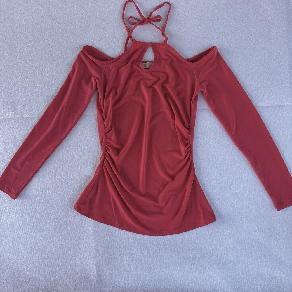 NWT Michael Kors Cold Shoulder Halter Tie Neck Women’s Blouse Size Xs